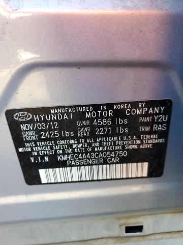 Photo 9 VIN: KMHEC4A43CA054750 - HYUNDAI SONATA HYB 