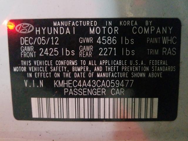 Photo 9 VIN: KMHEC4A43CA059477 - HYUNDAI SONATA HYB 