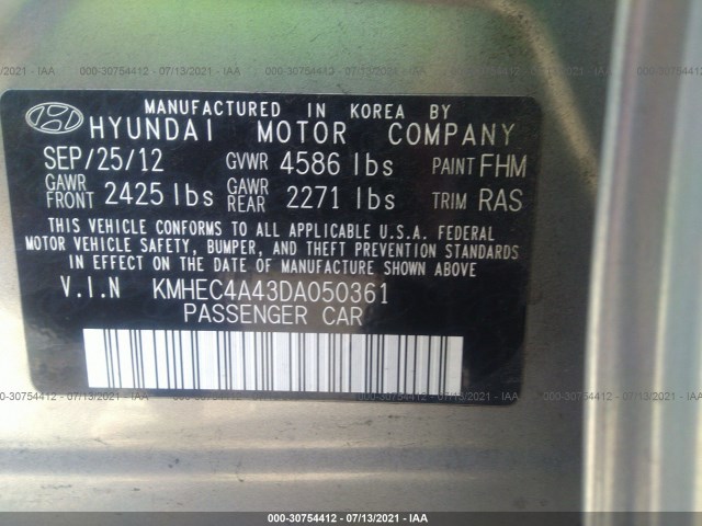 Photo 8 VIN: KMHEC4A43DA050361 - HYUNDAI SONATA HYBRID 