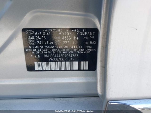 Photo 8 VIN: KMHEC4A43DA064762 - HYUNDAI SONATA HYBRID 