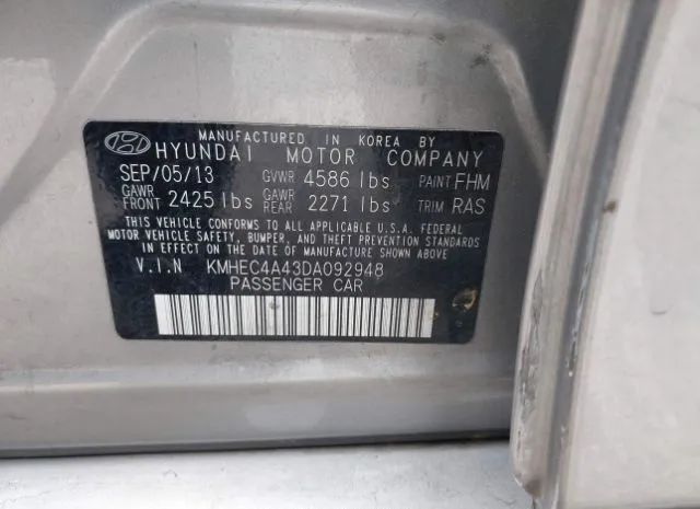 Photo 8 VIN: KMHEC4A43DA092948 - HYUNDAI SONATA HYBRID 