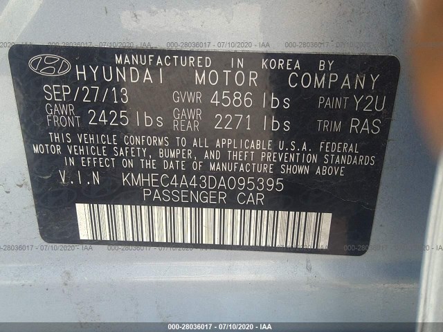 Photo 8 VIN: KMHEC4A43DA095395 - HYUNDAI SONATA HYBRID 