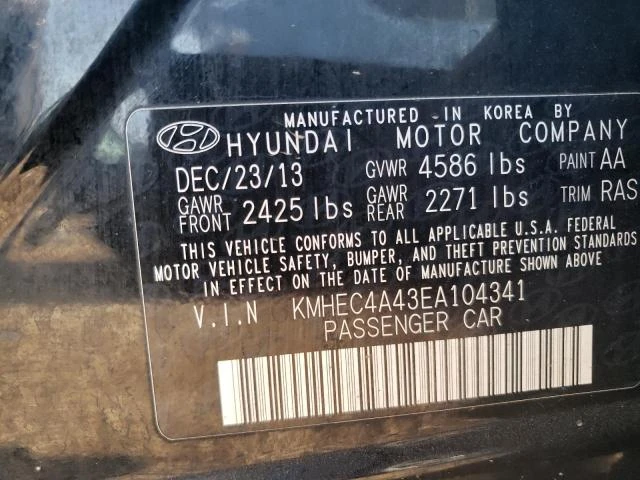 Photo 12 VIN: KMHEC4A43EA104341 - HYUNDAI SONATA HYB 