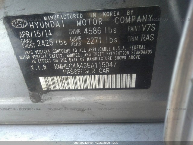 Photo 8 VIN: KMHEC4A43EA115047 - HYUNDAI SONATA HYBRID 