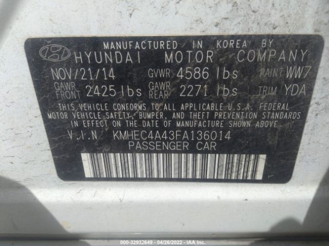 Photo 8 VIN: KMHEC4A43FA136014 - HYUNDAI SONATA HYBRID 