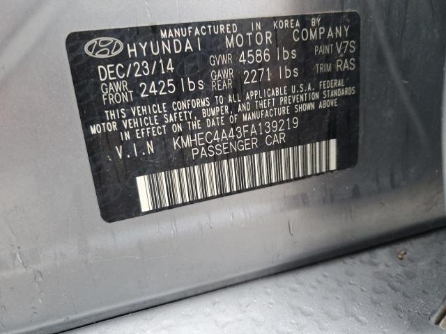 Photo 11 VIN: KMHEC4A43FA139219 - HYUNDAI SONATA HYB 