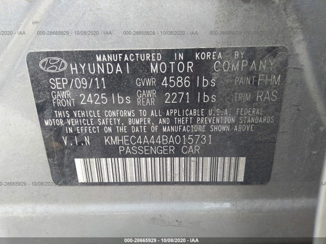 Photo 8 VIN: KMHEC4A44BA015731 - HYUNDAI SONATA 