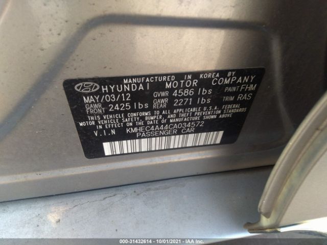 Photo 8 VIN: KMHEC4A44CA034572 - HYUNDAI SONATA 