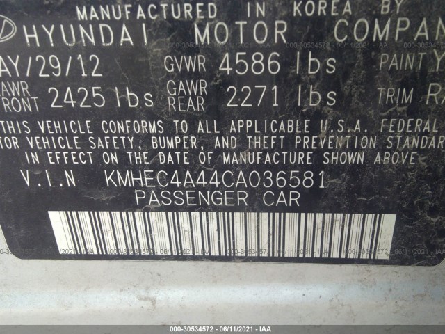 Photo 8 VIN: KMHEC4A44CA036581 - HYUNDAI SONATA 