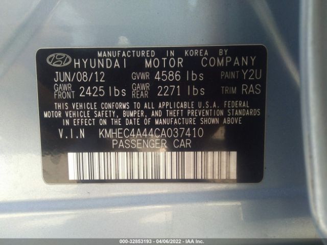 Photo 8 VIN: KMHEC4A44CA037410 - HYUNDAI SONATA 