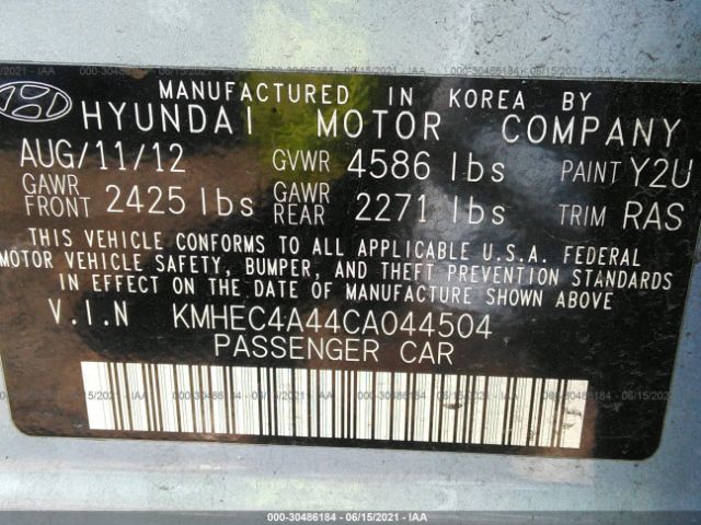 Photo 8 VIN: KMHEC4A44CA044504 - HYUNDAI SONATA 