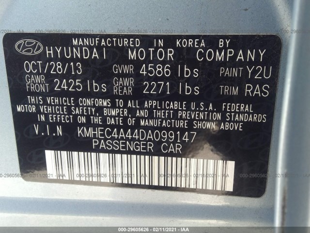 Photo 8 VIN: KMHEC4A44DA099147 - HYUNDAI SONATA HYBRID 