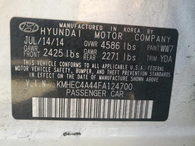 Photo 11 VIN: KMHEC4A44FA124700 - HYUNDAI SONATA HYB 