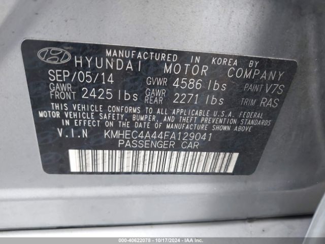 Photo 8 VIN: KMHEC4A44FA129041 - HYUNDAI SONATA 