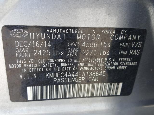 Photo 9 VIN: KMHEC4A44FA138645 - HYUNDAI SONATA HYB 