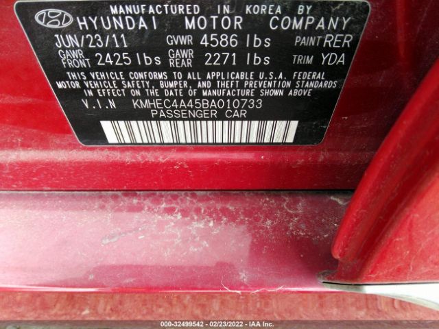 Photo 8 VIN: KMHEC4A45BA010733 - HYUNDAI SONATA 