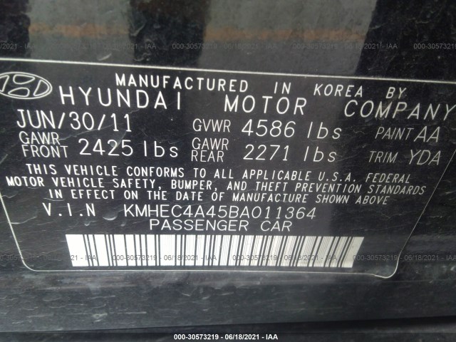 Photo 8 VIN: KMHEC4A45BA011364 - HYUNDAI SONATA 