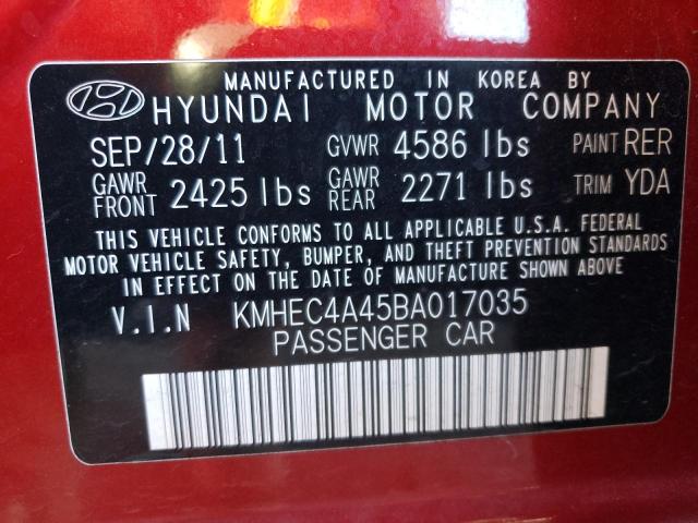 Photo 11 VIN: KMHEC4A45BA017035 - HYUNDAI SONATA 