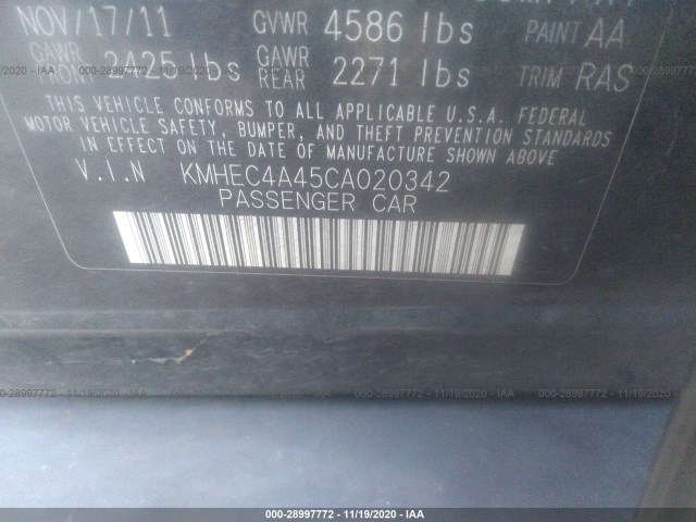 Photo 8 VIN: KMHEC4A45CA020342 - HYUNDAI SONATA 