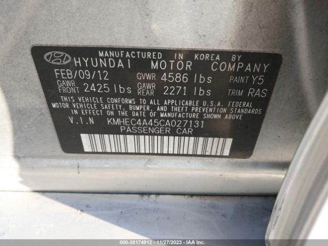 Photo 8 VIN: KMHEC4A45CA027131 - HYUNDAI SONATA HYBRID 