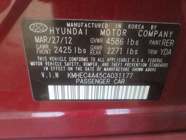 Photo 9 VIN: KMHEC4A45CA031177 - HYUNDAI SONATA HYB 