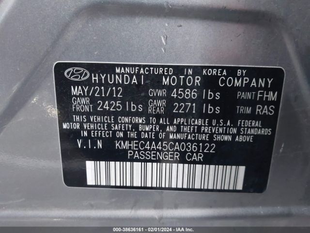 Photo 8 VIN: KMHEC4A45CA036122 - HYUNDAI SONATA HYBRID 