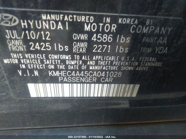 Photo 8 VIN: KMHEC4A45CA041028 - HYUNDAI SONATA 