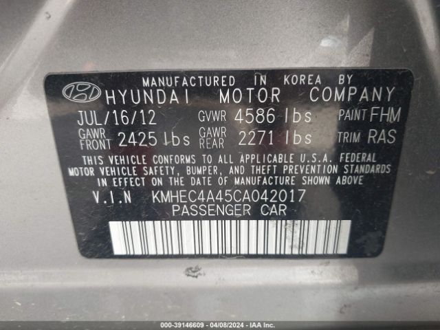 Photo 8 VIN: KMHEC4A45CA042017 - HYUNDAI SONATA HYBRID 