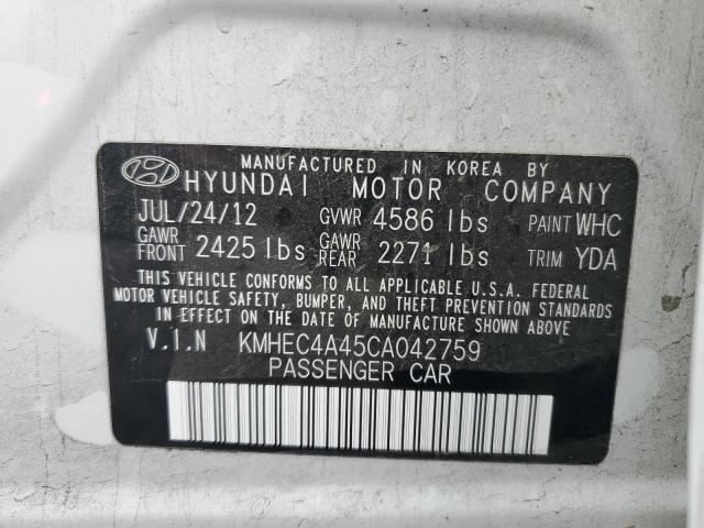 Photo 11 VIN: KMHEC4A45CA042759 - HYUNDAI SONATA HYB 