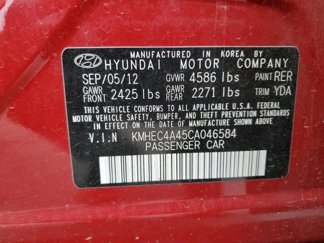 Photo 12 VIN: KMHEC4A45CA046584 - HYUNDAI SONATA HYB 