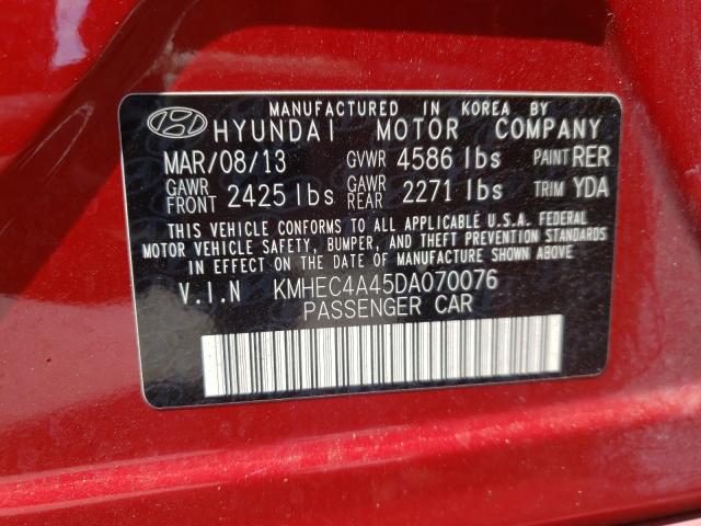 Photo 9 VIN: KMHEC4A45DA070076 - HYUNDAI SONATA HYB 