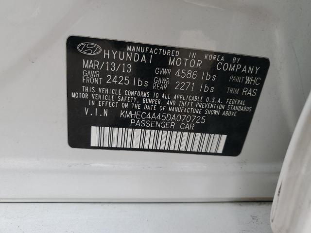 Photo 11 VIN: KMHEC4A45DA070725 - HYUNDAI SONATA HYB 