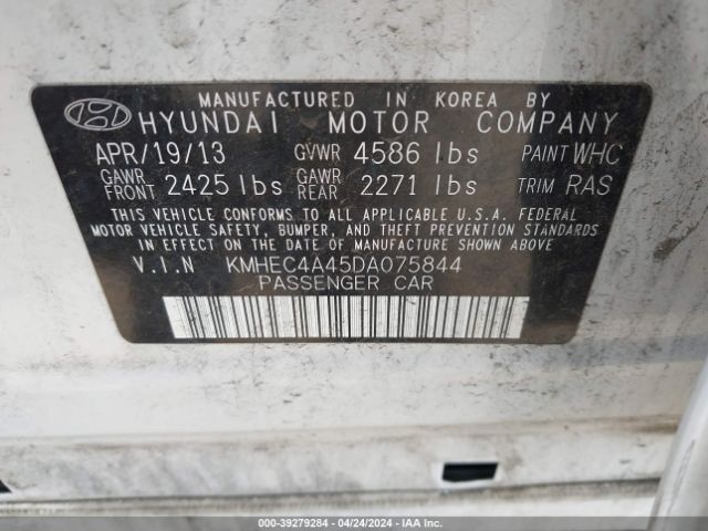 Photo 8 VIN: KMHEC4A45DA075844 - HYUNDAI SONATA HYBRID 