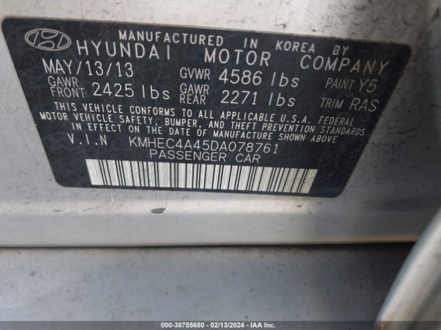 Photo 8 VIN: KMHEC4A45DA078761 - HYUNDAI SONATA HYBRID 