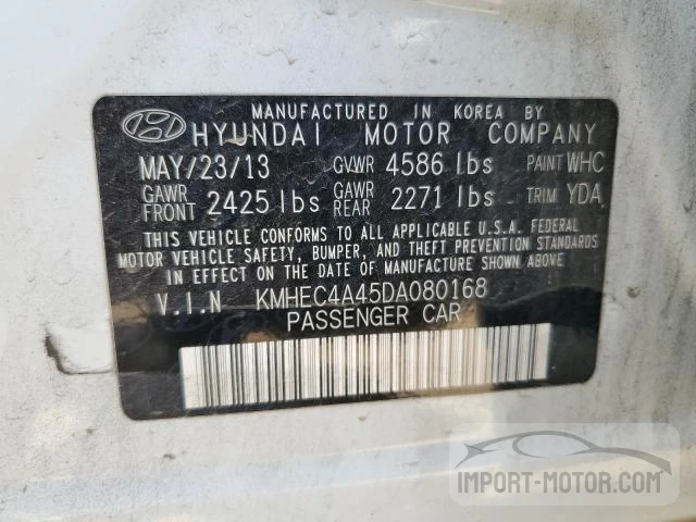 Photo 11 VIN: KMHEC4A45DA080168 - HYUNDAI SONATA 