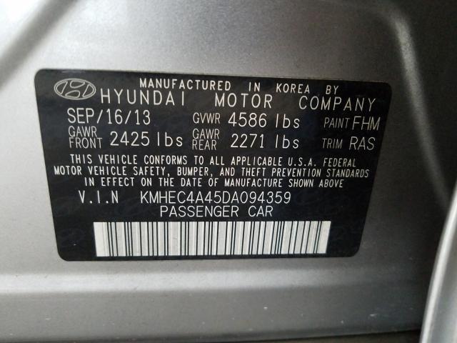 Photo 9 VIN: KMHEC4A45DA094359 - HYUNDAI SONATA HYB 