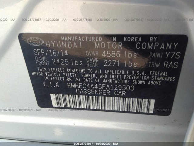 Photo 8 VIN: KMHEC4A45FA129503 - HYUNDAI SONATA HYBRID 