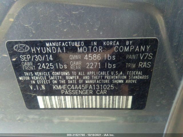 Photo 8 VIN: KMHEC4A45FA131025 - HYUNDAI SONATA HYBRID 