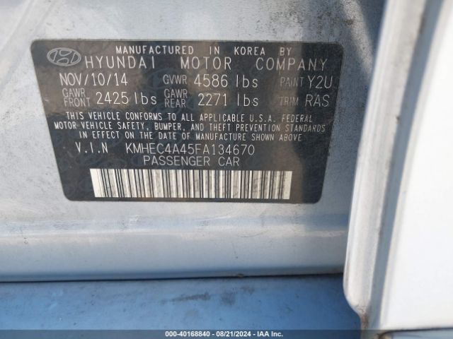 Photo 8 VIN: KMHEC4A45FA134670 - HYUNDAI SONATA 