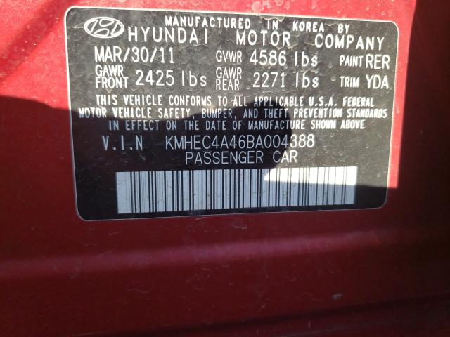 Photo 9 VIN: KMHEC4A46BA004388 - HYUNDAI SONATA HYB 