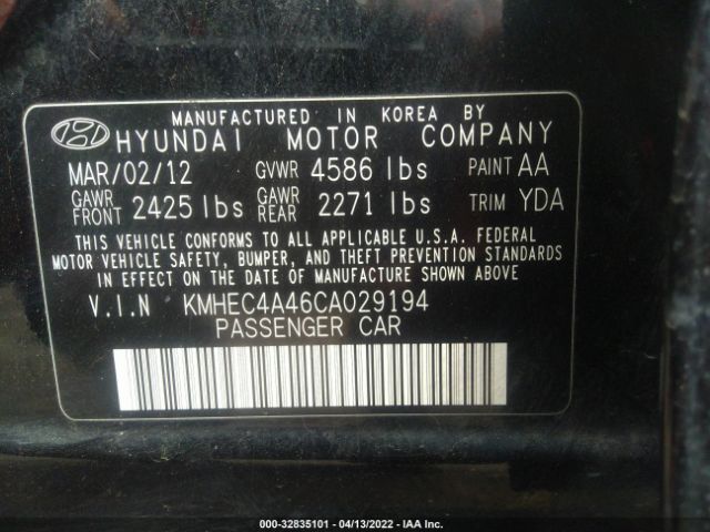 Photo 8 VIN: KMHEC4A46CA029194 - HYUNDAI SONATA 