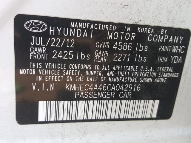 Photo 9 VIN: KMHEC4A46CA042916 - HYUNDAI SONATA HYB 