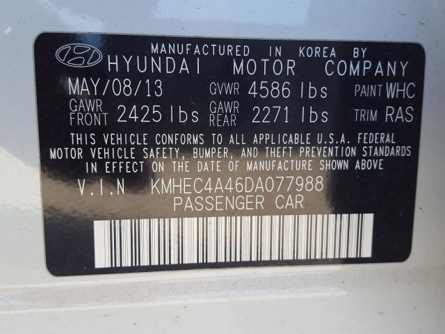 Photo 9 VIN: KMHEC4A46DA077988 - HYUNDAI SONATA HYB 