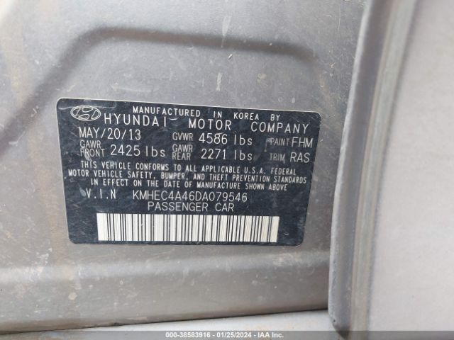 Photo 8 VIN: KMHEC4A46DA079546 - HYUNDAI SONATA HYBRID 