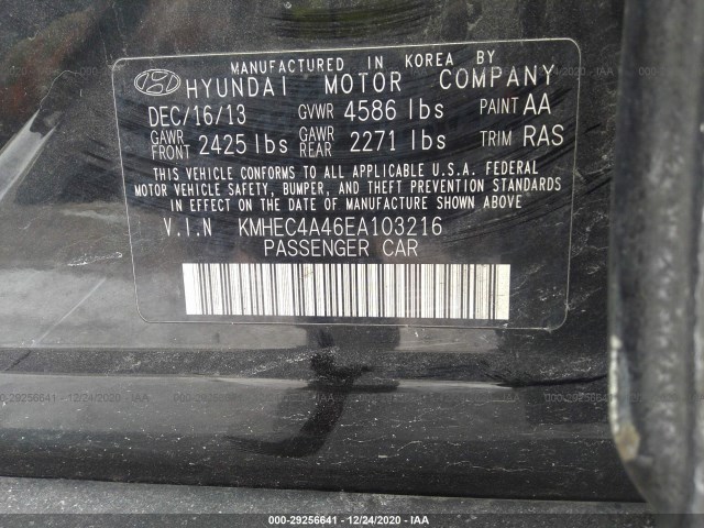 Photo 8 VIN: KMHEC4A46EA103216 - HYUNDAI SONATA HYBRID 