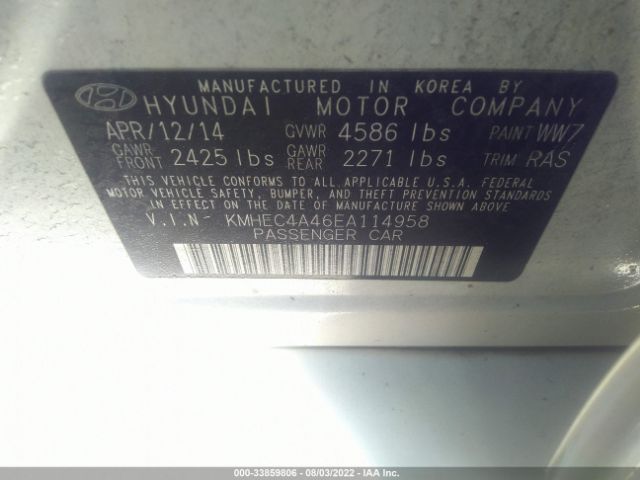 Photo 8 VIN: KMHEC4A46EA114958 - HYUNDAI SONATA HYBRID 