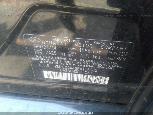 Photo 8 VIN: KMHEC4A46EA116063 - HYUNDAI SONATA 