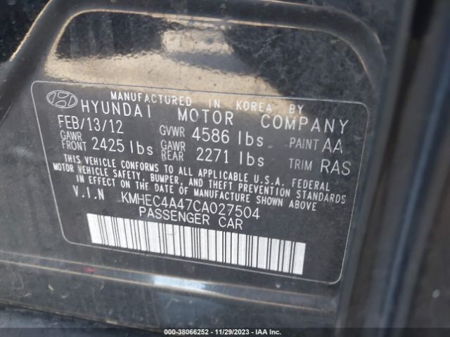 Photo 8 VIN: KMHEC4A47CA027504 - HYUNDAI SONATA HYBRID 