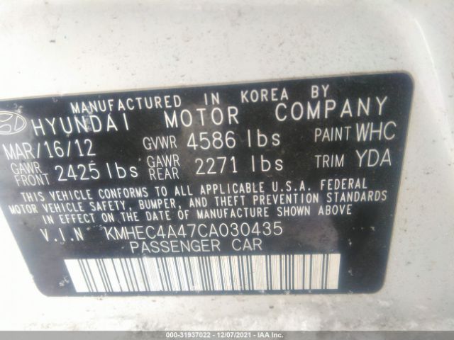 Photo 8 VIN: KMHEC4A47CA030435 - HYUNDAI SONATA 