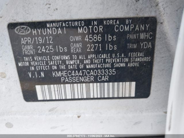 Photo 8 VIN: KMHEC4A47CA033335 - HYUNDAI SONATA HYBRID 